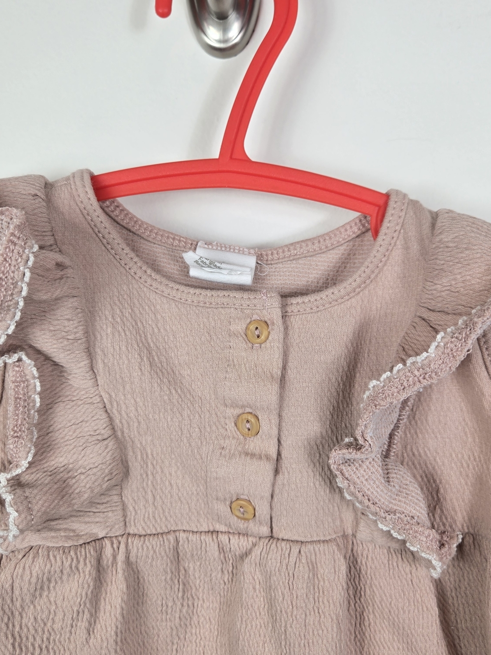 H&M Baby Set 9-12 Months Soft Pink Textured Button-Front Top & Pants Outfit - Picture 3 of 11
